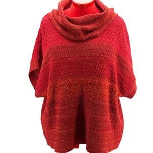 Coldwater Creek Rust Orange Chunky Knit Cowl Neck Short Sleeve Sweater Women L